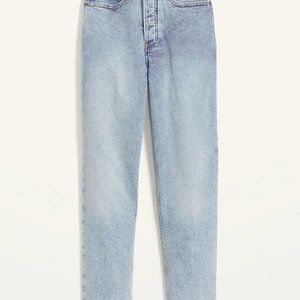 Extra High-Waisted Sky-Hi Button-Fly Straight Raw-Hem Jeans for Women OLD NAVY